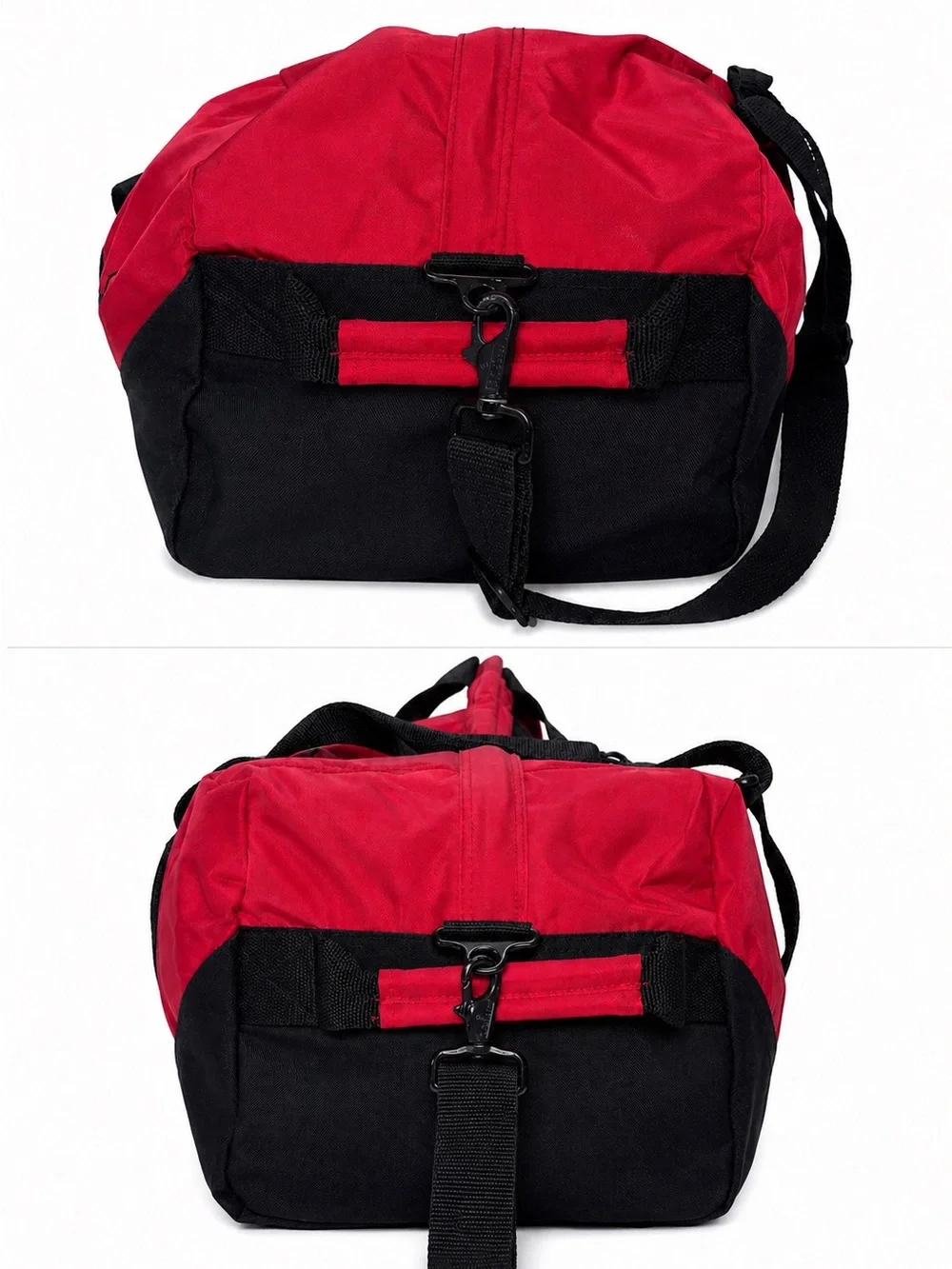 L.L. Bean Vintage Medium Adventure Duffle Bag Red Black Nylon Travel Weekender